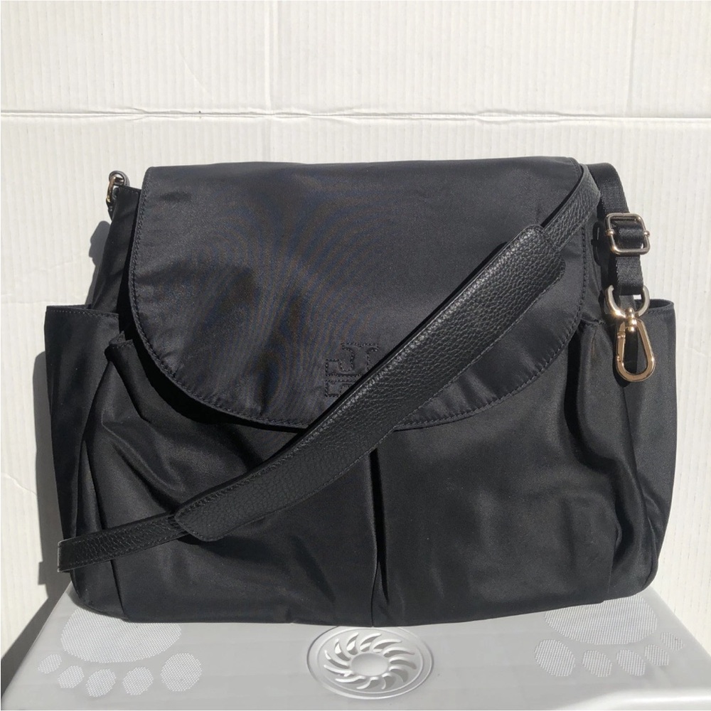 Tory Burch Black Baby Bag crossbody nylon with leather straps